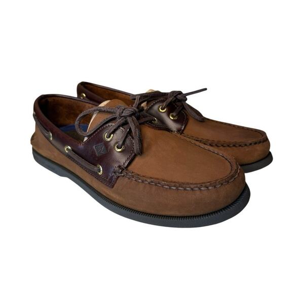 Sperry NEW Men's Size 10 Authentic Original 2-Eye Boat Shoe Brown Leather - Picture 1 of 9